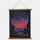 Retro Space Poster - Kijkers observeren trappist-1 Hangend Wandkleed (Voorkant)