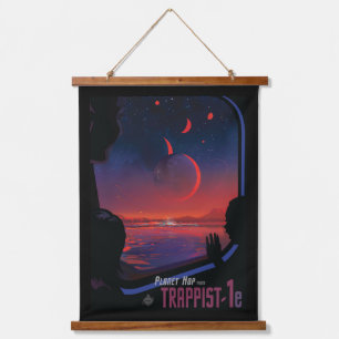 Retro Space Poster - Kijkers observeren trappist-1 Hangend Wandkleed