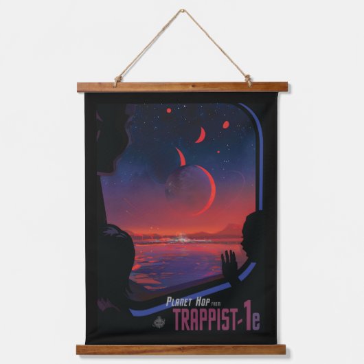 Retro Space Poster - Kijkers observeren trappist-1 Hangend Wandkleed (Voorkant)