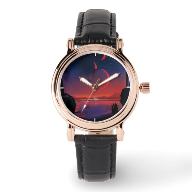 Retro Space Poster - Kijkers observeren trappist-1 Horloge (Voorkant)