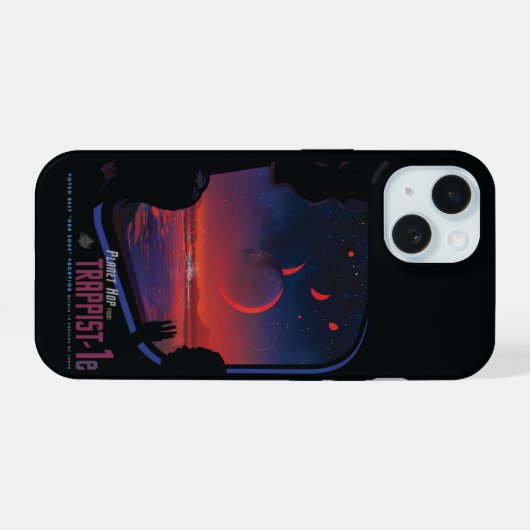 Retro Space Poster - Kijkers observeren trappist-1 iPhone 15 Case (Achterkant horizontaal)
