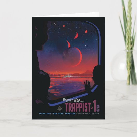 Retro Space Poster - Kijkers observeren trappist-1 Kaart (Voorkant)