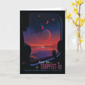 Retro Space Poster - Kijkers observeren trappist-1 Kaart (Gele Bloem)