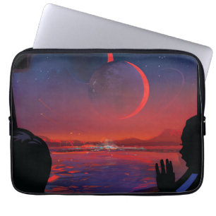 Retro Space Poster - Kijkers observeren trappist-1 Laptop Sleeve