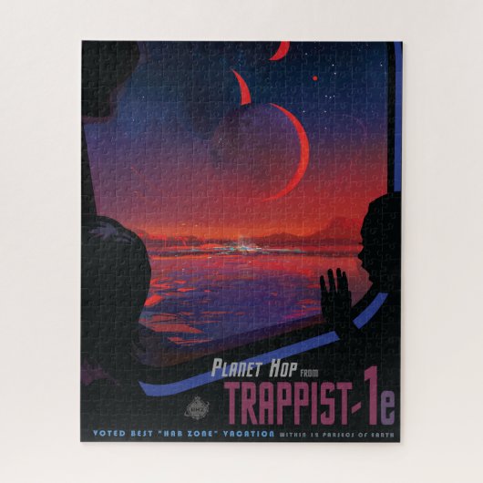 Retro Space Poster - Kijkers observeren trappist-1 Legpuzzel (Verticaal)