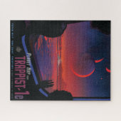Retro Space Poster - Kijkers observeren trappist-1 Legpuzzel (Horizontaal)