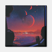 Retro Space Poster - Kijkers observeren trappist-1 Magneet (Voorkant)