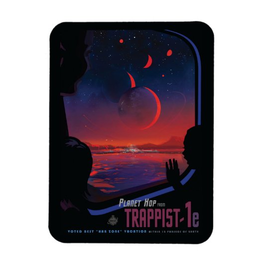Retro Space Poster - Kijkers observeren trappist-1 Magneet (Verticaal)
