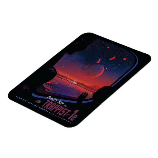 Retro Space Poster - Kijkers observeren trappist-1 Magneet (Linkerzijde)