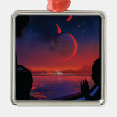 Retro Space Poster - Kijkers observeren trappist-1 Metalen Ornament (Voorkant)