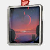 Retro Space Poster - Kijkers observeren trappist-1 Metalen Ornament (Links)