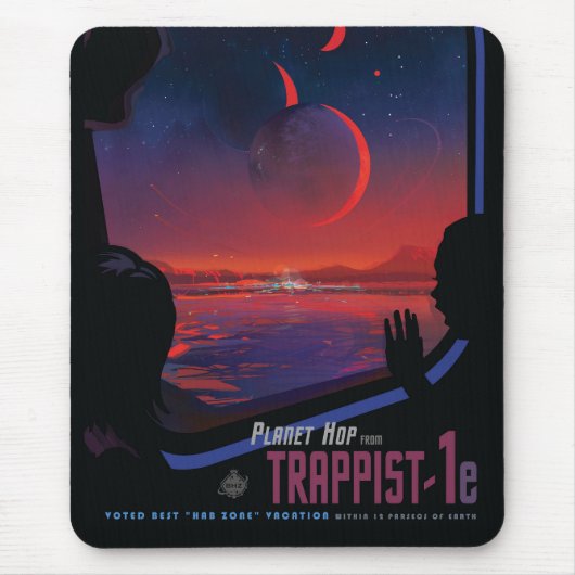 Retro Space Poster - Kijkers observeren trappist-1 Muismat (Voorkant)