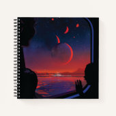 Retro Space Poster - Kijkers observeren trappist-1 Notitieboek (Voorkant)