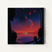 Retro Space Poster - Kijkers observeren trappist-1 Notitieboek (Achterkant)