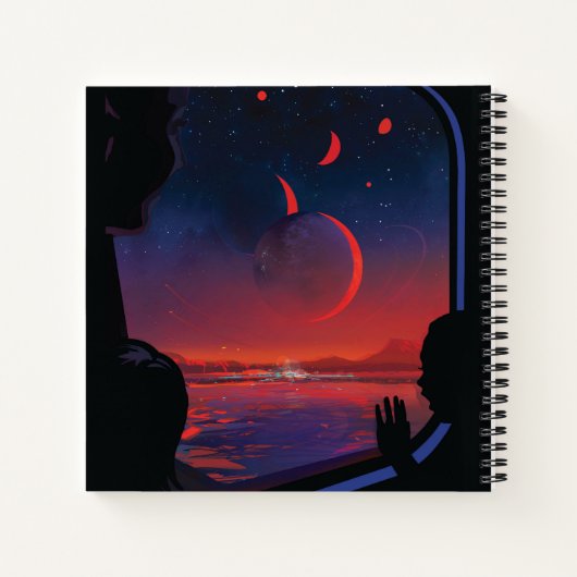Retro Space Poster - Kijkers observeren trappist-1 Notitieboek (Achterkant)