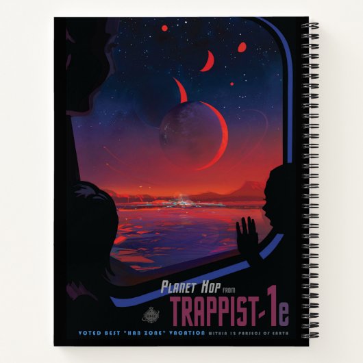 Retro Space Poster - Kijkers observeren trappist-1 Notitieboek (Achterkant)