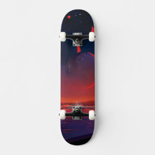 Retro Space Poster - Kijkers observeren trappist-1 Persoonlijk Skateboard