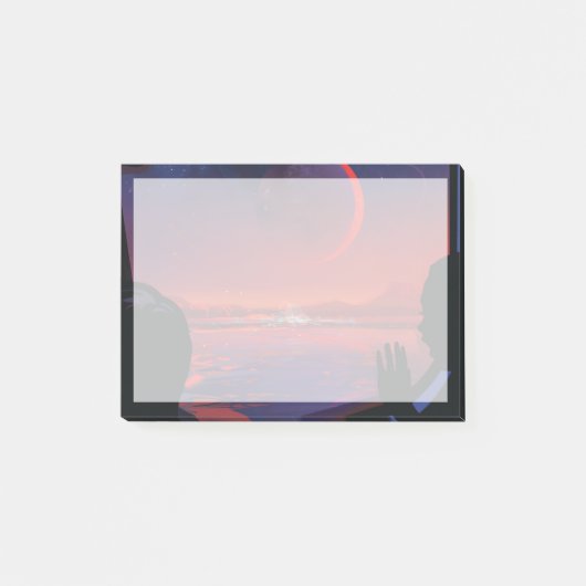 Retro Space Poster - Kijkers observeren trappist-1 Post-it® Notes (Voorkant)