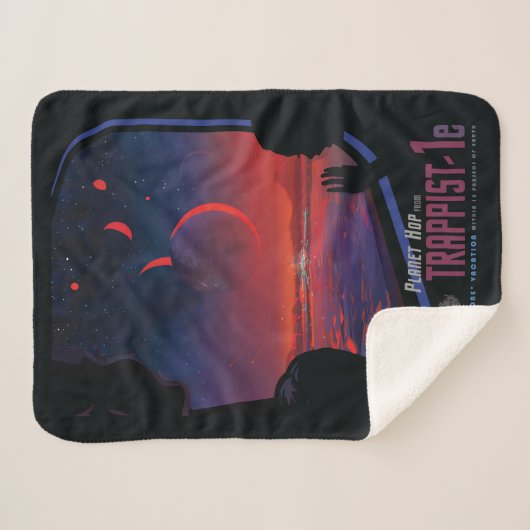 Retro Space Poster - Kijkers observeren trappist-1 Sherpa Deken (Voorkant (horizontaal))