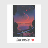 Retro Space Poster - Kijkers observeren trappist-1 Sticker (Vel)