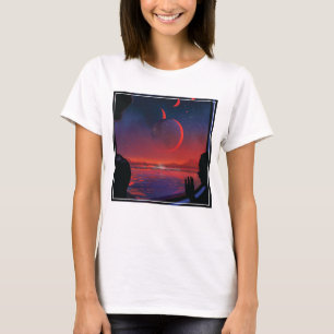 Retro Space Poster - Kijkers observeren trappist-1 T-shirt