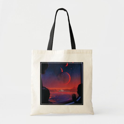 Retro Space Poster - Kijkers observeren trappist-1 Tote Bag (Voorkant)