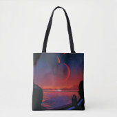 Retro Space Poster - Kijkers observeren trappist-1 Tote Bag (Voorkant)