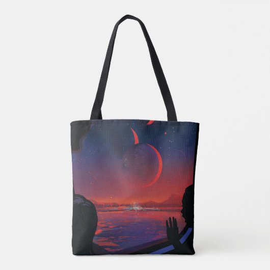 Retro Space Poster - Kijkers observeren trappist-1 Tote Bag (Achterkant)