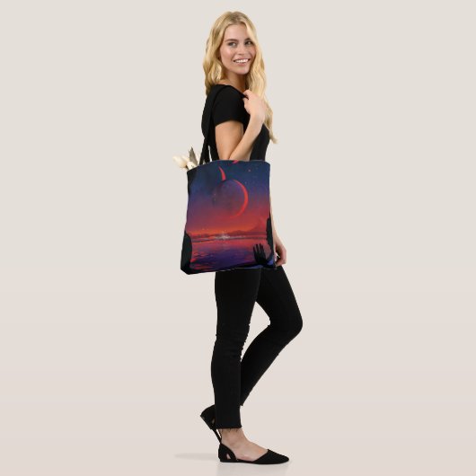 Retro Space Poster - Kijkers observeren trappist-1 Tote Bag (Op model)