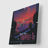 Retro Space Poster - Kijkers observeren trappist-1 Vierkante Klok (Hoek)