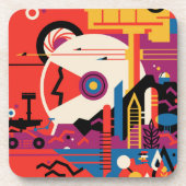 Retro Space Poster - Mars Exploration Program. Bier Onderzetter (Voorkant)