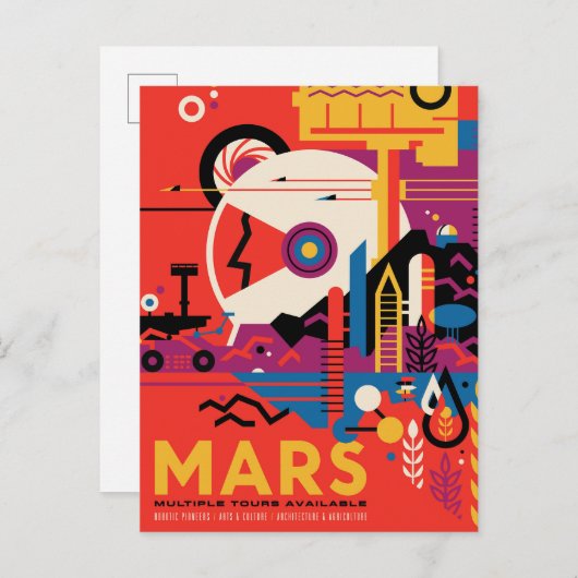 Retro Space Poster - Mars Exploration Program. Briefkaart (Voorkant / Achterkant)
