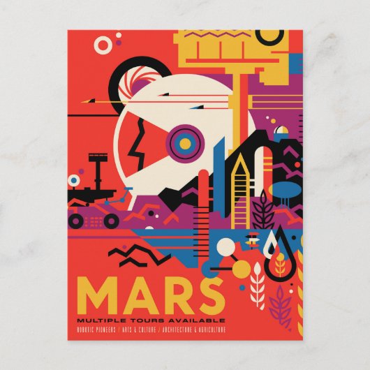 Retro Space Poster - Mars Exploration Program. Briefkaart (Voorkant)