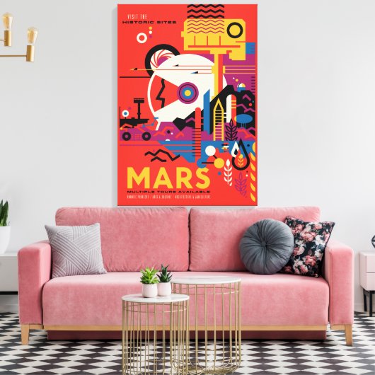 Retro Space Poster - Mars Exploration Program. Canvas Afdruk (Insitu (Woonkamer))