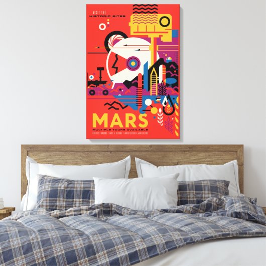 Retro Space Poster - Mars Exploration Program. Canvas Afdruk (Insitu (Slaapkamer))
