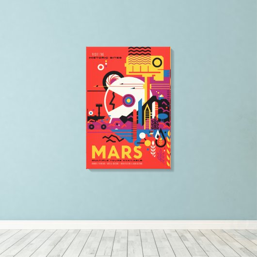 Retro Space Poster - Mars Exploration Program. Canvas Afdruk (Insitu (Houten vloer))