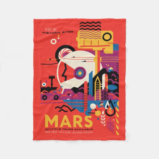 Retro Space Poster - Mars Exploration Program. Fleece Deken (Voorkant)