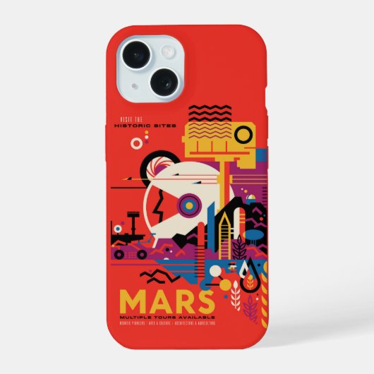 Retro Space Poster - Mars Exploration Program. iPhone 15 Case (Achterkant)