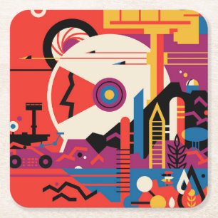 Retro Space Poster - Mars Exploration Program. Kartonnen Onderzetters