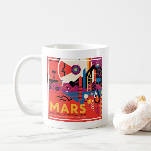 Retro Space Poster - Mars Exploration Program. Koffiemok (Met donut)