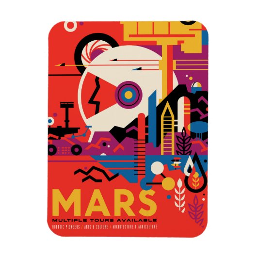Retro Space Poster - Mars Exploration Program. Magneet (Verticaal)