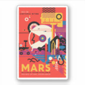 Retro Space Poster - Mars Exploration Program. Sticker (Voorkant)