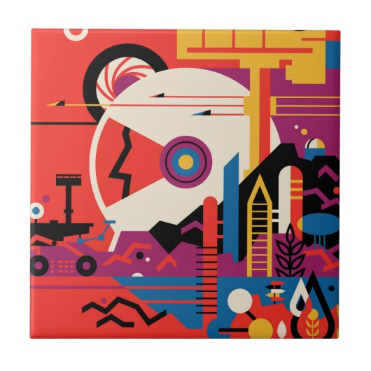 Retro Space Poster - Mars Exploration Program. Tegeltje (Voorkant)
