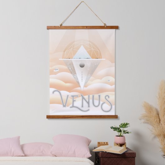 Retro Space Poster-Observatory in het zonnestelsel Hangend Wandkleed (Slaapkamer)