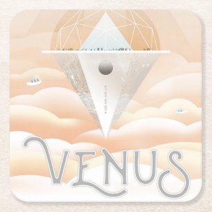 Retro Space Poster-Observatory in het zonnestelsel Kartonnen Onderzetters