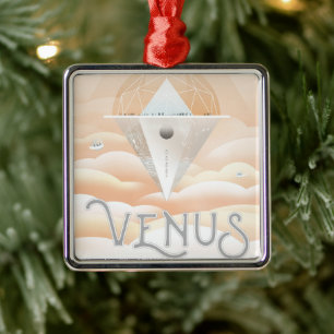 Retro Space Poster-Observatory in het zonnestelsel Metalen Ornament