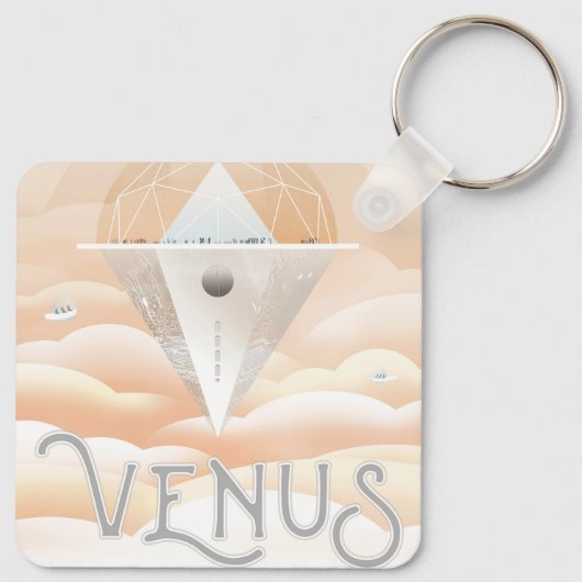 Retro Space Poster-Observatory in het zonnestelsel Sleutelhanger (Achterkant)