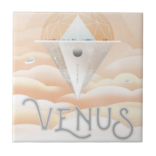 Retro Space Poster-Observatory in het zonnestelsel Tegeltje