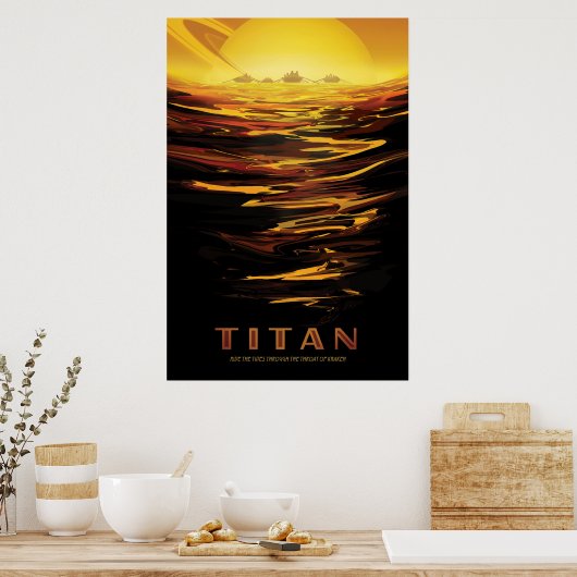Retro Space Poster - Titan, de grootste maan van S (Keuken)