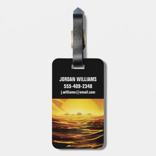 Retro Space Poster - Titan, de grootste maan van S Bagagelabel (Achterkant verticaal)